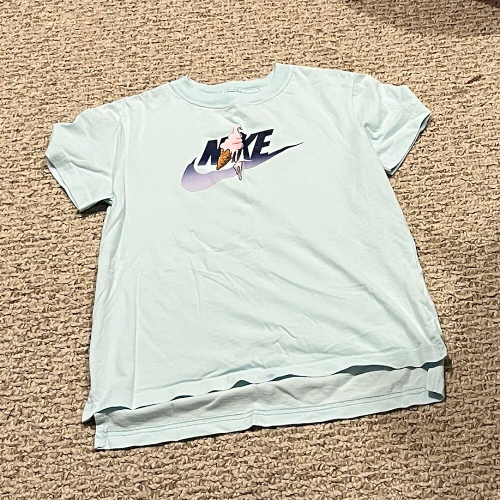 The Nike Tee - Nike Girl's Light Blue T-shirt With Ice Cream Cone